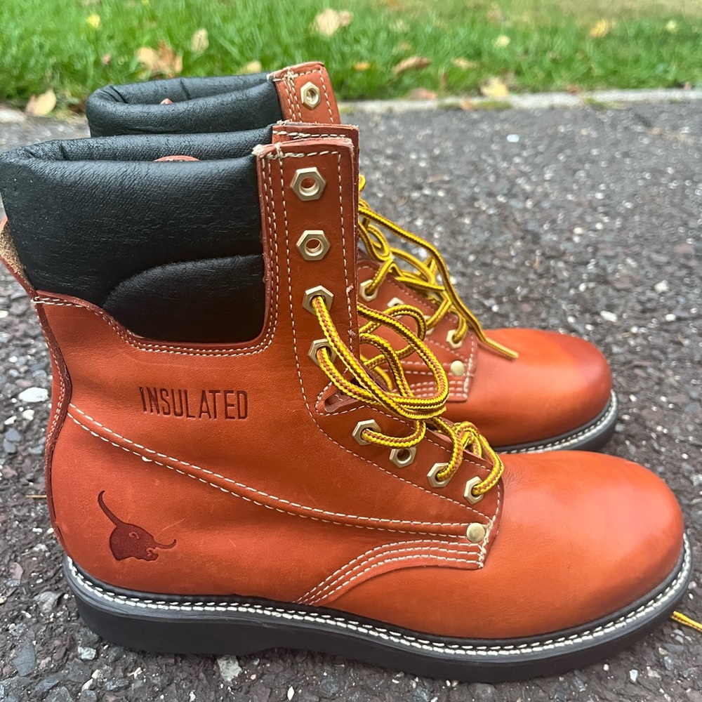 Vintage Texas Steer Insulated Leather Work Boot Men’s 9 stock# 90647/46942